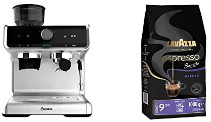 Cecotec Cafetera Express, Capacidad para 250g de Café, 1550 W, 30 Niveles de Molido + Lavazza Espresso Barista Intenso, Café en Grano Tostado, Notas de Cacao y Madera, Intensidad 9, Tueste Medio, 1kg