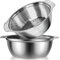 POJORY Scolapasta con manico in acciaio inox 304, microperforato, con ciotola, senza BPA, ideale per scolare pasta cotta, tagliatelle, verdure, frutta e riso (2 pezzi)