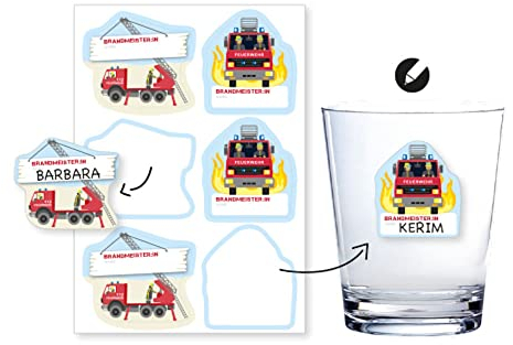 Feuerwehr-Party Namensaufkleber