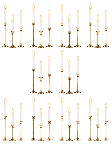 Romadedi kerzenständer Metall Gold 30er Set - Dekorativer Vintage Kerzenhalter in Unterschiedlicher Größe Kerzen Ständer für Stabkerze Spitzkerzen Hochzeit Party Weihnachten Tischdeko 15/19/24cm