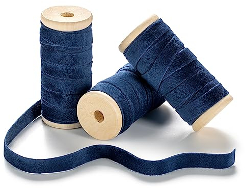 CHUQING Blau Band 10mm breit Geschenkband Samt Schleifenband Samtborte Marine Samtband für Geschenkverpackung, Weihnachten,Bastelarbeiten,Geburtstag
