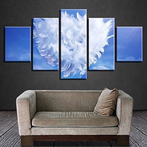 Leinwandbild 5 Tlg Liebe Feder Leinwandbild 5 Kunstdruck Modern Wandbilder Wanddekoration Design Wandkunst 5 Stücke Leinwand Wohnzimmer Dekoration Rahmenlos 150 X 80 Cm