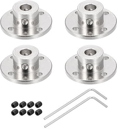 Rebower 7mm Starre Flansch Kupplung Anschluss Motor Kuppler (mit 8Stk Schraube M2 Sechskant Wrench),[für Basteln Schrittmotoren]-4 Pack