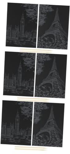 Toyvian 6 Stk Kratzmalerei Selber Machen Buntes Papier Schwarzes Zeichenpapier Schwarzes Kratzpapier Schwarze Kratzlackierung Papierversorgung Malmatte Selbstgemacht Bambus Kind