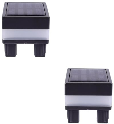 Mikikit 2 Stk Solar Pfostenleuchten Außen Wasserdicht Zaunlampen für Zaunpfosten Gartenbeleuchtung Kaltweiß Grau Quadratische Säulenlicht für Terrasse und Balkon 2er Pack