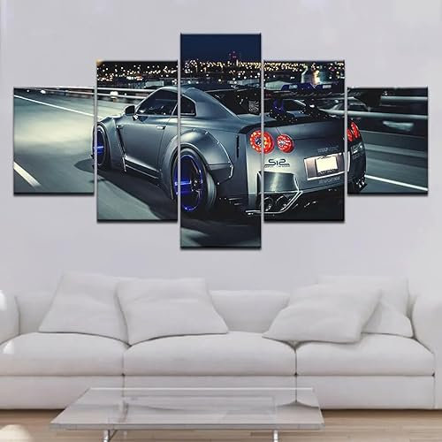 WAGYU 5 teiliges wandbild Sportwagen-Poster 5 stück leinwand wandkunst,5 teilig leinwand wanddeko wohnzimmer,leinwanddruck 5 teilig bilder wohnzimmer modern groß,mit rahmen,xxl 100x55cm