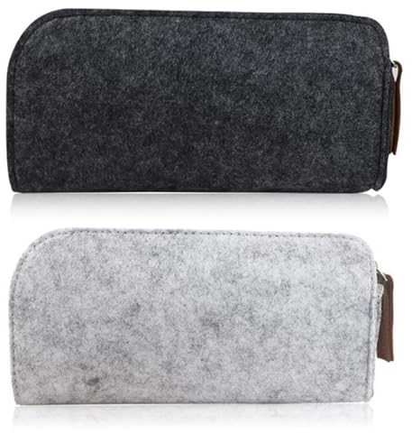 NHPY 2 Stück Filztasche Mit Reißverschluss, Mäppchen Kosmetiktasche Multifunktions Briefpapier Beutel Federmäppchen Für Stifte Bleistifte/Leuchtmarker/Gel-Stift/Markierungen/Schulbedarf