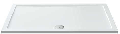 Balterley 1400 x 800 mm Rectangular Shower Tray, Slimline Shower Trays, Durable Stone Resin Base Trays for Bathroom Enclosure Cubicle, Lightweight Rectangular Tray for Wetroom Showers (White)