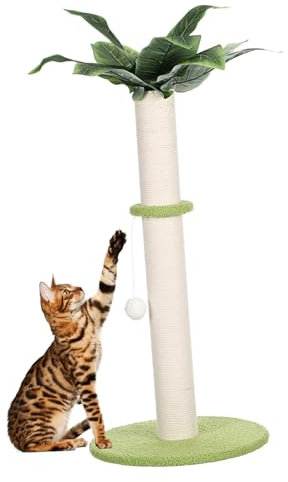 Ipetboom Tiragraffi Per Gatti Con Design Forma Di Albero Resistente e Decorativo Con Pallina Pendente Per Gioco Facile Da Assemblare Adatto Per Gatti Di Tutte Le Taglie