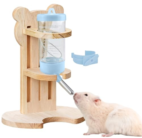Rierousy Hamster Trinkflasche mit Ständer, Einstellbar Meerschweinchen Trinkflasche Ständer mit Basis, Nager Trinkflasche 80ml für Hamster und Andere Kleintiere