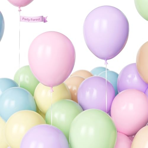 Pastell Regenbogen Luftballons, 100 Stück 10 Zoll Verdicken Farblich Sortiert Latexballons Party Dekorationen mit 2 Bändern für Ballons Girlande Arche Geburtstag Geburtstag Baby Shower Verlobung