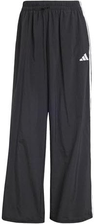 adidas Donna Essentials 3-Stripes Lifestyle Woven Parachute Pants, Black/White, XS
