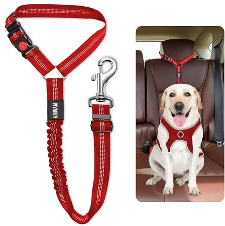 Dogs Seat Belts For Cars Uk Headrest Dog Car Seat Belt Adjustable Dog Car Harness Pet Seatbelt Anti Shock Elastic Puppy Restraint Strong Leash Leads For Dogs Safety (RED)