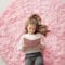 OLANLY - Pink Round Area Rug, 5ft x 5ft, Machine Washable Area Rug for Living Room and Bedrooms