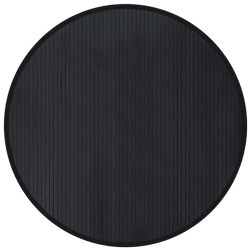 vidaXL Tapis Rond Noir 100 cm Bambou, Tapis de Salon, Tapis de Cuisine, Tapis Rond, Tapis de Chambre à Coucher, Tapis de Salle de Bain