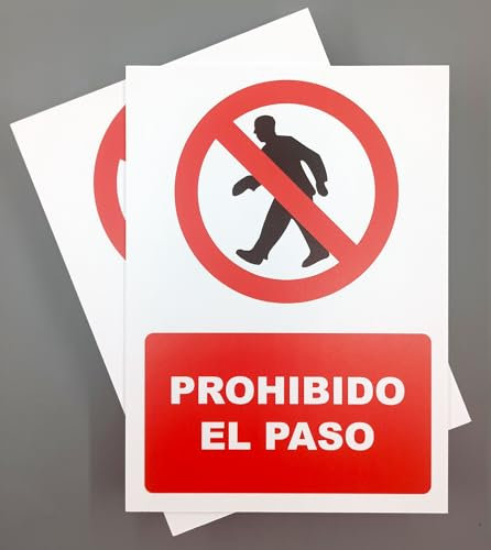 Cartel Prohibido el Paso18x25 cm Pack 2ud Señal de Seguridad Industrial y EPI (No pasar)