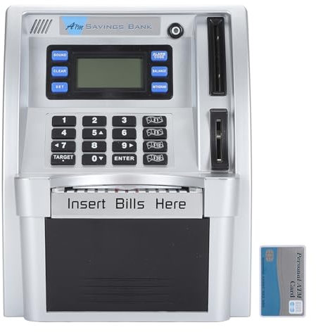 Selbstrollender Geldscheinsparer für Kinder von Septpenta, Elektronisches Geldautomaten Sparglas mit LCD Bildschirm, Debitkarte, Digitales Elektronisches Spartresorgehäuse