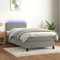 IKAYAA Boxspringbett mit Matratze LED Bett 100x200 mit matratze und lattenrost Boxspringbett 100x200 mit matratze Bett komplett mit Kopfteil Samt-Hellgrau-100 x 200 cm