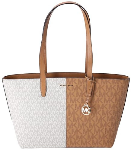 Michael Kors Jet Set Travel Medium Zip Top Tote Deer Multi Vanilla MK Signature
