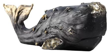 FriendshipHome Serre-livres décoratifs en résine noire en forme de baleine pour étagères et décoration d'intérieur