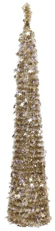 Totò Piccinni Albero di Natale POP UP slim artificiale con apertura semplice e veloce salvaspazio (Oro (Luce Fredda), 180 Cm (108 Led))