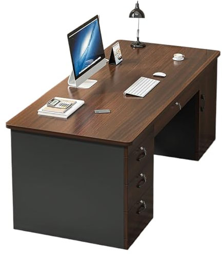 Moderner Computertisch aus Holz mit abschließbaren Schubladen für Home Office, Chef-Schreibtisch mit Aktenschublade, moderner Tisch, Arbeitsplatz für Büro und Zuhause, 4 Schubladen, 120 cm, Farbe: A