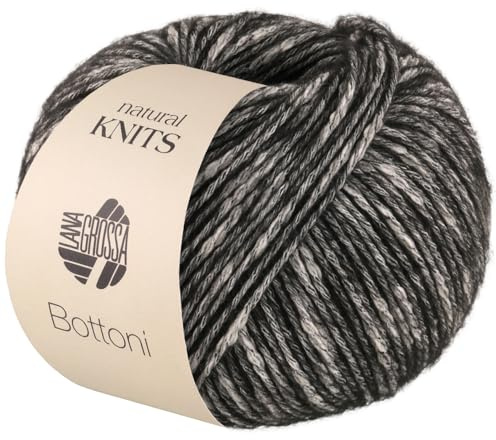 LANA GROSSA Bottoni | Baumwoll-Viskosegemisch mit Merinofasern | Handstrickgarn aus 53% Baumwolle, 24% Viskose & 23% Schurwolle | 50g Wolle zum Stricken & Häkeln | 125m Garn FB 14