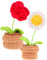 Lurrose 2 Stück Gewebte Mini Topfpflanzen Tulpen Partyhecken Ranken Blätter Grünere Kunststräuße Stiele Künstliche Dekore Vasen Blumen Positiver Farn Häkelnadel Desktop