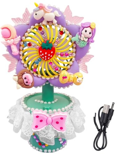 Handventilator, Tragbarer Handventilator, DIY Mini Ventilator für Kinder, mini-USB-Ventilator mit Wiederaufladbarem, Einhorn-Ventilator Blumentopf DIY Basteln für Mädchen Jungen Spielzeug Geschenke