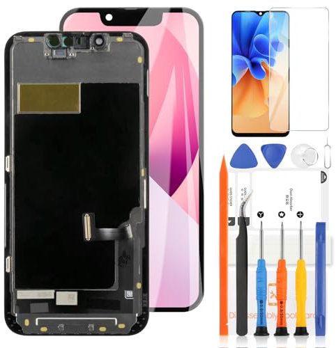 TFT Pantalla LCD para iPhone 13 Mini Reemplazo de Pantalla 5.4 Pulgadas para iPhone 13 Mini A2628 A2481 A2626 A2629 A2630 3D Touch LCD Screen Display Digitizer Assembly Repair Kit (negro)