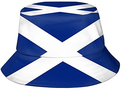 Fischerhut Weiß Blau Schottland Flagge Schottisch Anglerhut Faltbar Bucket Hat Sonnenschutz Fischerhüte Für Strand Reisezubehör Camping