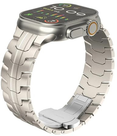 dongriuk Correa de titanio de lujo para Apple Watch Ultra 2 (49 mm, 45 mm, 44 mm y 42 mm) y acero inoxidable para Apple Watch 9, 8, 7, 6, 5 SE.(Starlight,38/40/41mm)