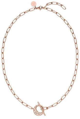 Purelei Night Sky Kette – Statement-Kette mit Mond-Anhänger & Kristall-Sternen – 45 cm – 18K vergoldet, rosévergoldet oder Edelstahl – Knebelverschluss – Funkelnd & kraftvoll (Rosegold)