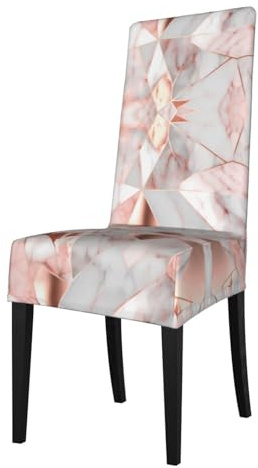 XBKGOHA Removable Dining Chair Covers rose gold marble Printed - Soft, Comfortable, Wrinkle Resistant, No Ironing Needed Stretchable for Most Armless Chair