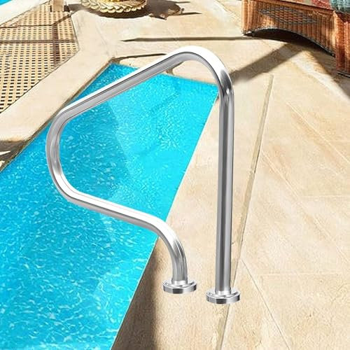 QAZXDRFG Pasamanos de Acero Inoxidable para Piscina, de 3 Curvas, Resistente a la corrosión, Barra de Seguridad humanizada para SPA, Jacuzzi, Parques acuáticos y rampas.