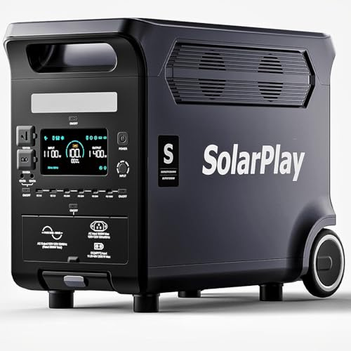 SolarPlay Q3600 Powerstation,3840 Wh Portable Power Station mit 3 x 230 V AC Output 3600 W,Solar Generator mit LiFePO4,mit UPS,Powerstation Solar Fast Stromspeicher for Wohnmobil,Camping,Stromausfall