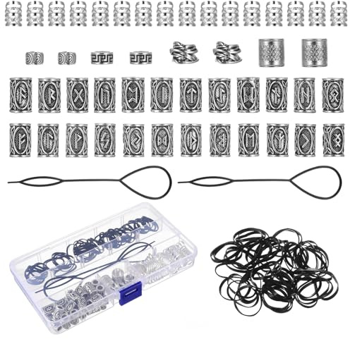 TVNYOUJIA 48 Pcs Perlas para Barba y Trenzas con Caja