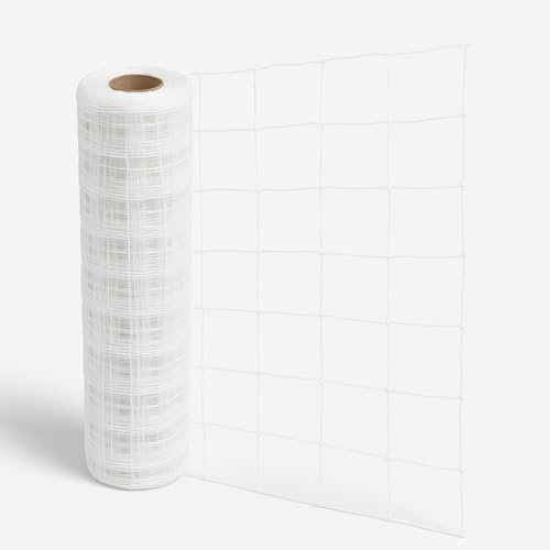 Rete per Orto da Giardino in Polipropilene, – Bianco, Robusta e Resistente – Sostegno Piante Rampicanti per Ortaggi come Pomodori, Fagioli, Piselli – Diverse Misure Disponibili (Bianco, 100x1 m)
