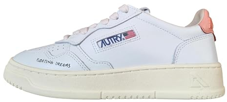 AUTRY Medalist Damen Sneakers aus Leder AULW DL03 Weiß und Pfirsich, Weiß Und Pfirsich, 36 EU