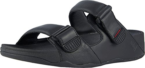 Fitflop Men's Gogh MOC Slide in Leather Open Toe Sandals, Black (Black 001), 12 UK 47 EU