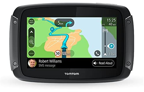 Tomtom Motorrad Navi Rider 500 (4,3 Zoll, kurvige und bergige Strecken speziell für Motorräder, Stauvermeidung Dank Tomtom Traffic, Motorrad-Halterung, Updates über Wi-Fi) Schwarz, 16GB
