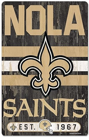 WinCraft NFL New Orleans Saints Holzschild, 28,9 x 43,2 cm, Team-Farbe, Einheitsgröße