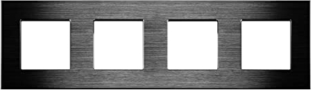 Luxus-Time Touch Aluminium Glas Lichtschalter Steckdosen USB HDMI Schwarz POINT Modul Touchlichtschalter (Nur Rahmen Aluminium 4 Fach Schwarz)