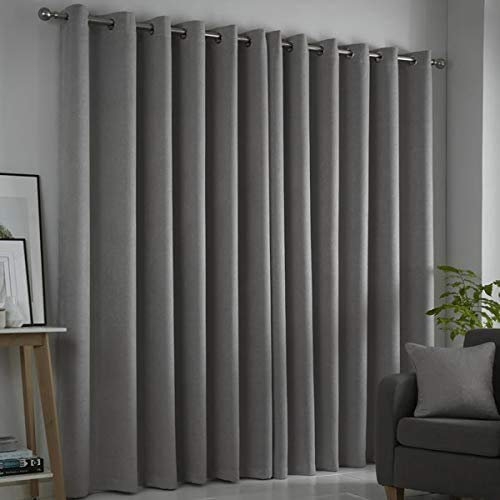 Fusion Strata Woven Eyelet Lined Curtains, Silver, 66 x 54 Inch, 100% Polyester, W168cm (66) x D137cm (54)