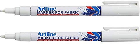 Artline White Fabric Permanent Markers for Clothes (2 Markers)