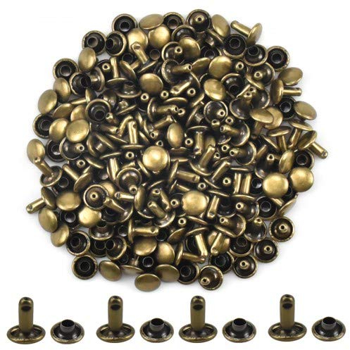 100 Set Rivetto in Pelle Rivetti Doppio Cappuccio Rivetto per Cuoio Tubular Bottoni a Pressione Tubolare Rivettato Viti in Metallo per DIY Lavori Pelle Jeans Scarpe Giacche Borsa Riparazioni, Bronzo