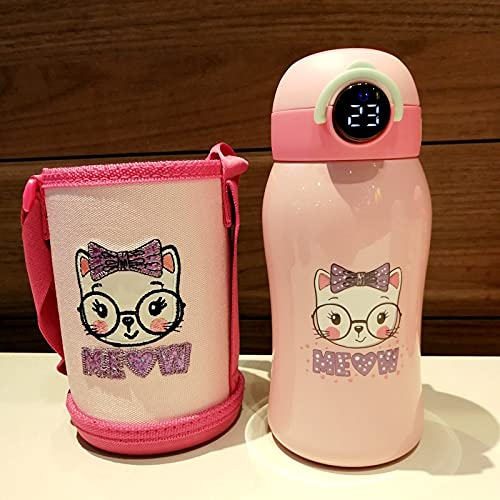 Temperatura De La Taza De Jardín De Infantes De La Olla De Paja De La Taza De Termo Infantil Inteligente Hervidor De Agua Digital 370 ml / 450 ml 450 ML rosa