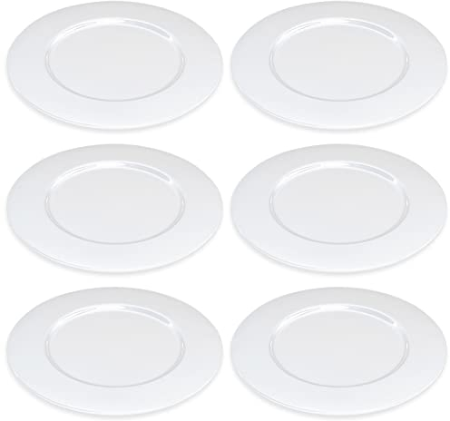 Glass - Charger - Plate - Set of 6 Chargers - White - Plates are 12.5 Diameter - Made in Europe - by Barski