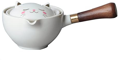 Handma CER - Tetera de porcelana, dispensador de té chino con mango e infusor de 360 gree Sproof Rotación Kong Fu Se-Automatic para herramienta de té para el hogar, oficina, viajes
