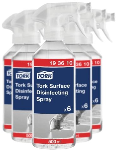Tork Flächendesinfektionsspray für Oberlächen, W10, biologisch abbaubare Formel, 6 × 500 ml Flaschen, 193610